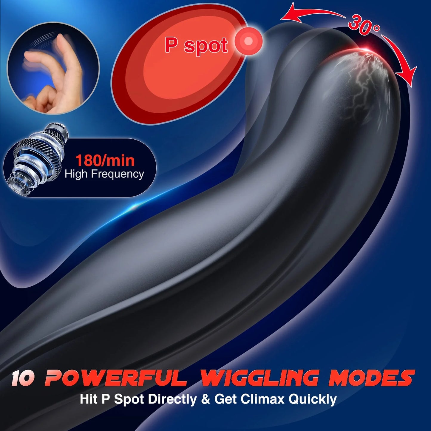 5-in-1 stoßender und vibrierender Analvibrator-Buttplug mit Penisring