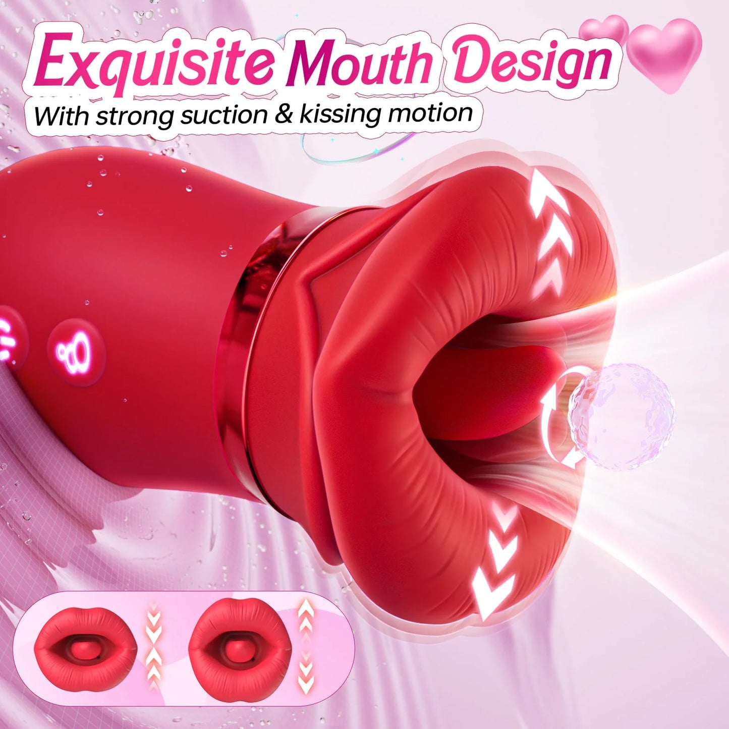 LIPS|4-in-1-Vibrator-Spielzeug zum Zungenlecken und Multi-Stimulationen im Mund