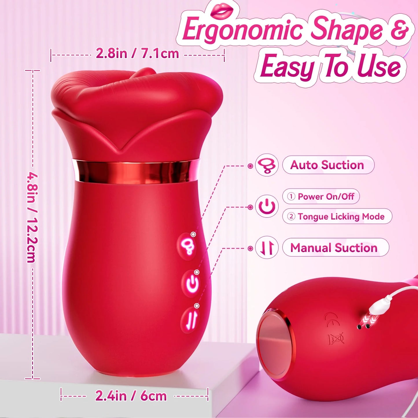 LIPS|4-in-1-Vibrator-Spielzeug zum Zungenlecken und Multi-Stimulationen im Mund