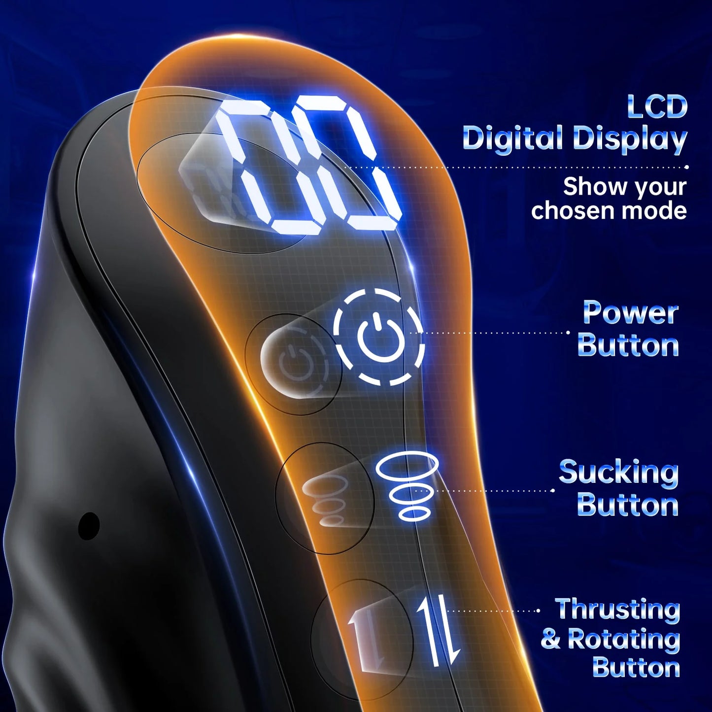 3 in 1 automatischer männlicher Masturbator mit LCD-Display, männliches Sexspielzeug
