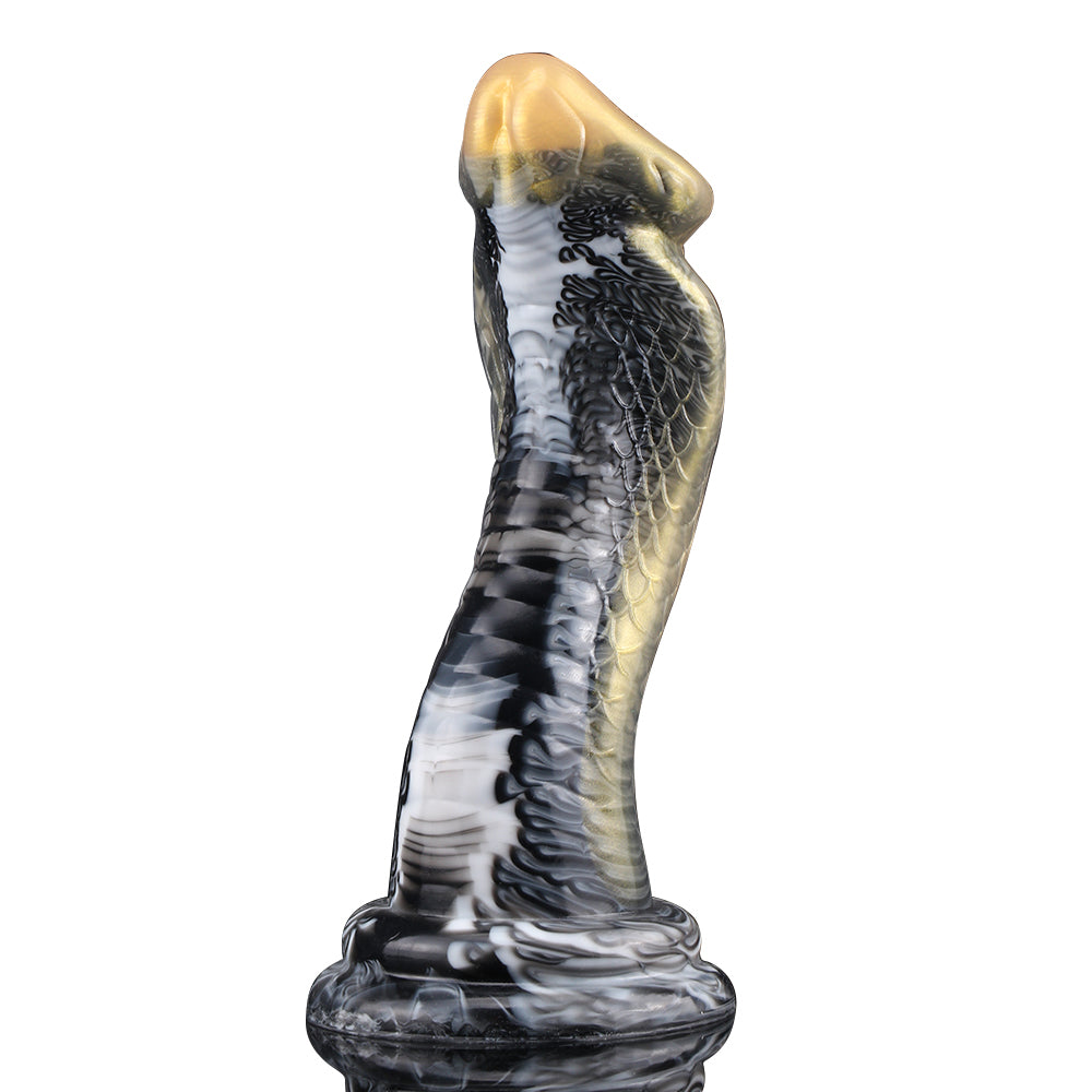 21,59 cm Cobra Monsterdildo Starker Saugnapf Schwarz/Gold