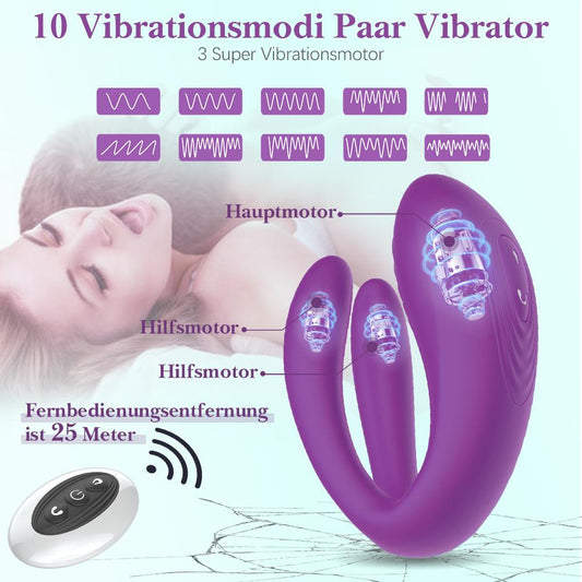 Dreizack V | 3 Motoren Klitorisvibrator 10 Modi für Paare und Frauen (Violett)