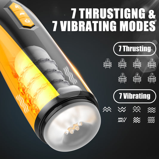 Upgraded 7 Thrusting & Vibration 3D Realistic Textured Hands-Free Mens Masturbator