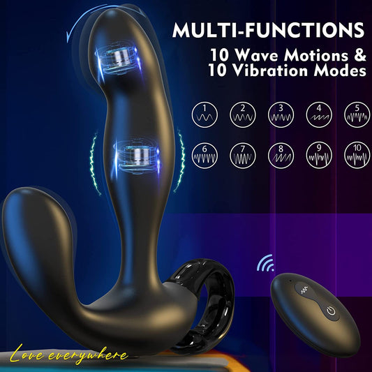 Vibrierendes Prostata-Massagegerät Anal-Sex-Spielzeug Vibrator 10 Wellenbewegungen 10 Vibrationsmodi