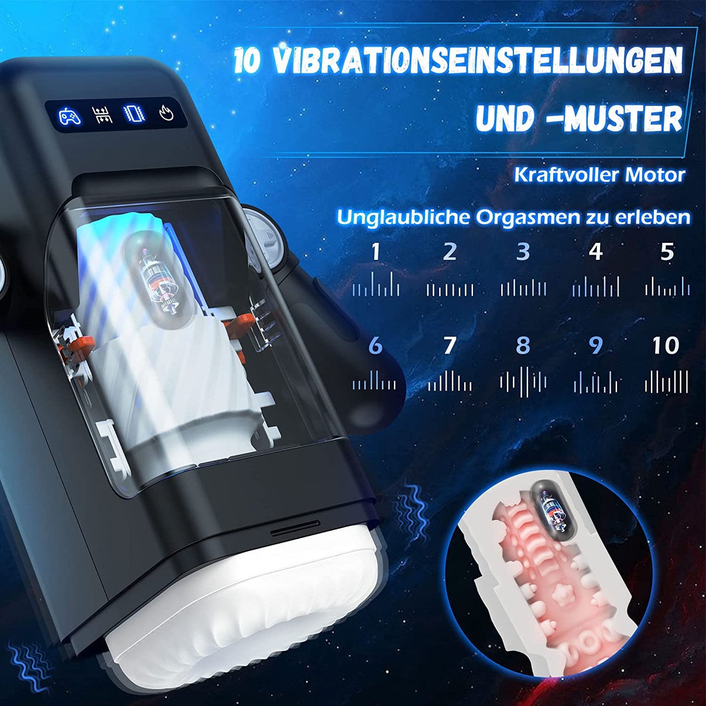 Game Cup - Vibrierender Stoß-Masturbator mit Heizsystem