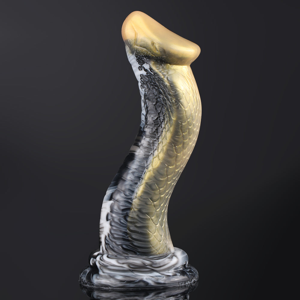 21,59 cm Cobra Monsterdildo Starker Saugnapf Schwarz/Gold