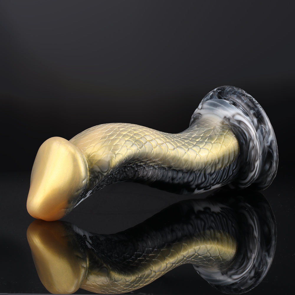 21,59 cm Cobra Monsterdildo Starker Saugnapf Schwarz/Gold