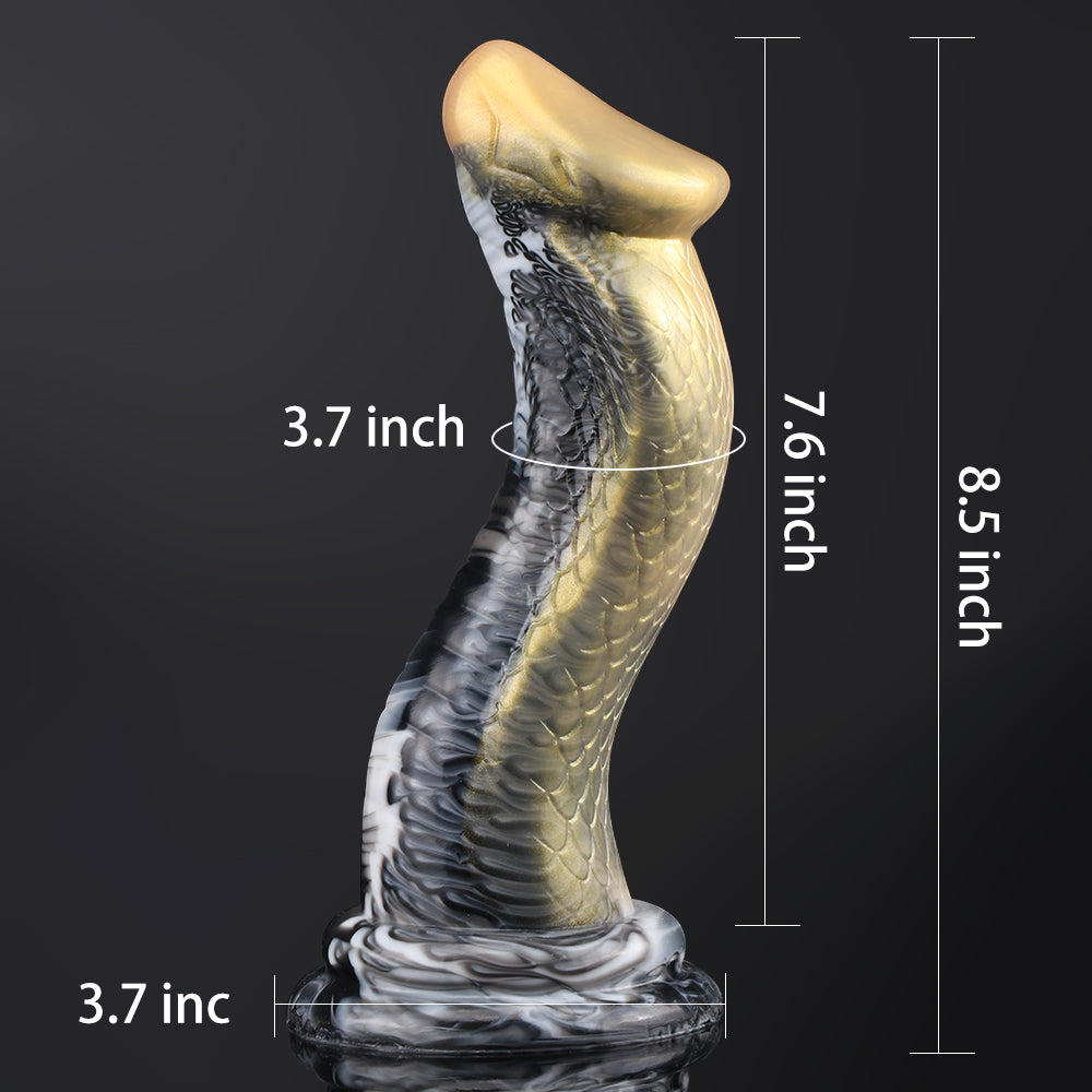21,59 cm Cobra Monsterdildo Starker Saugnapf Schwarz/Gold