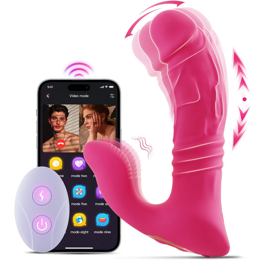 Sohimi Tragbares, stoßendes und vibrierendes Vibrator-Frauenspielzeug mit App-Steuerung