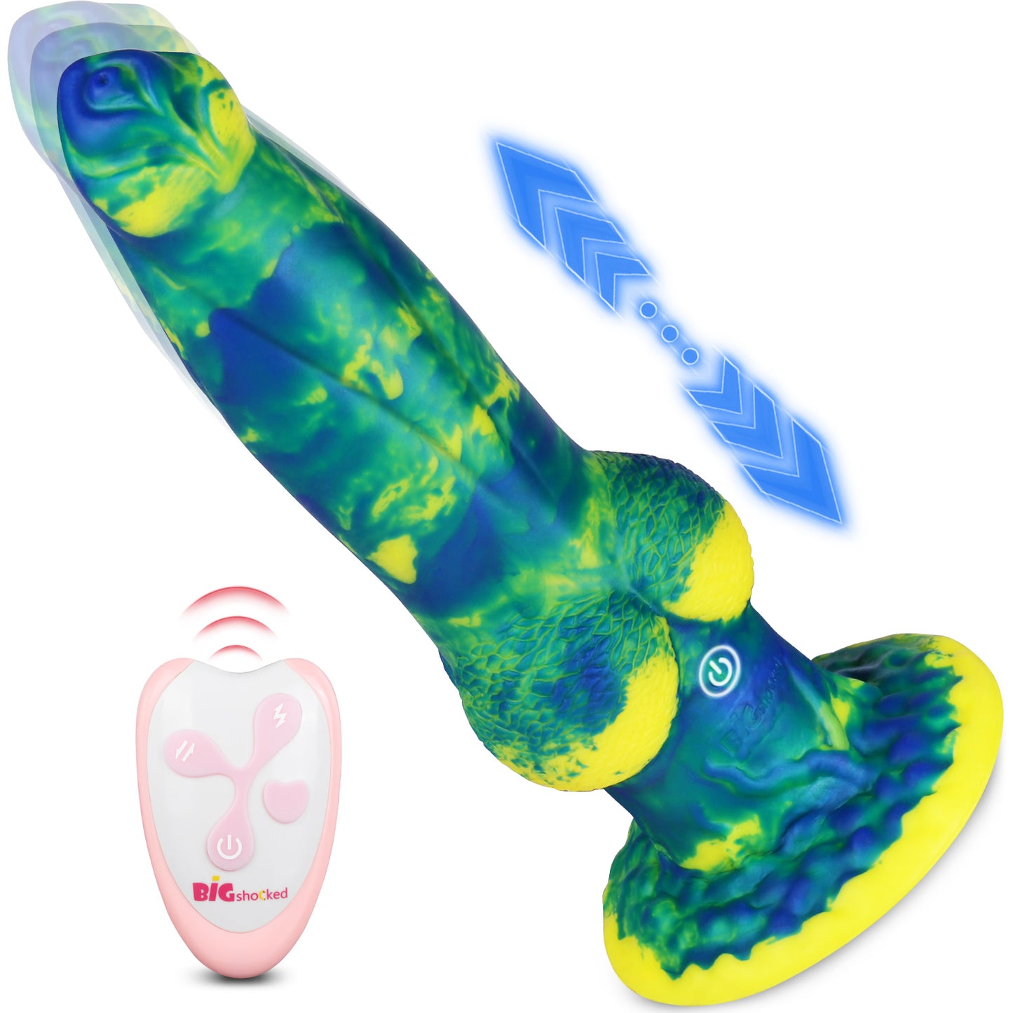 22,35 cm Stoßender vibrierender Fantasy Knoten Dildo Gelb