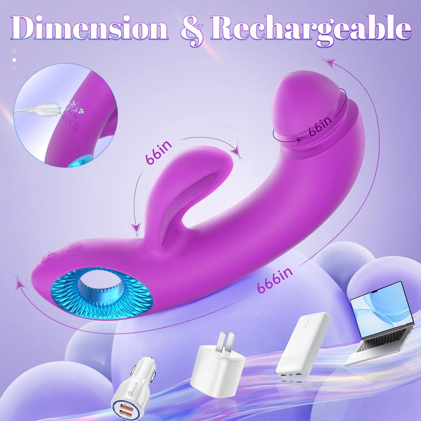 Stoßender und vibrierender Rabbit-Vibrator für Frauen mit flatterndem Ohr