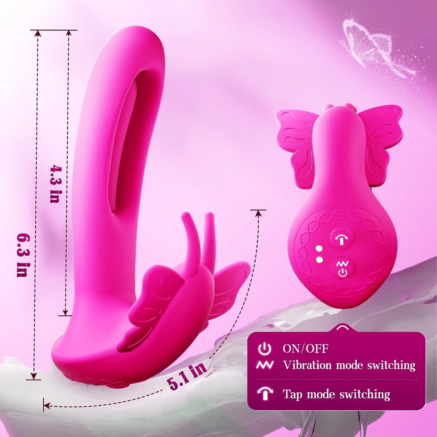 Tragbarer 4-in-1-Schmetterlingsvibrator mit mehreren Stimulationsbewegungen