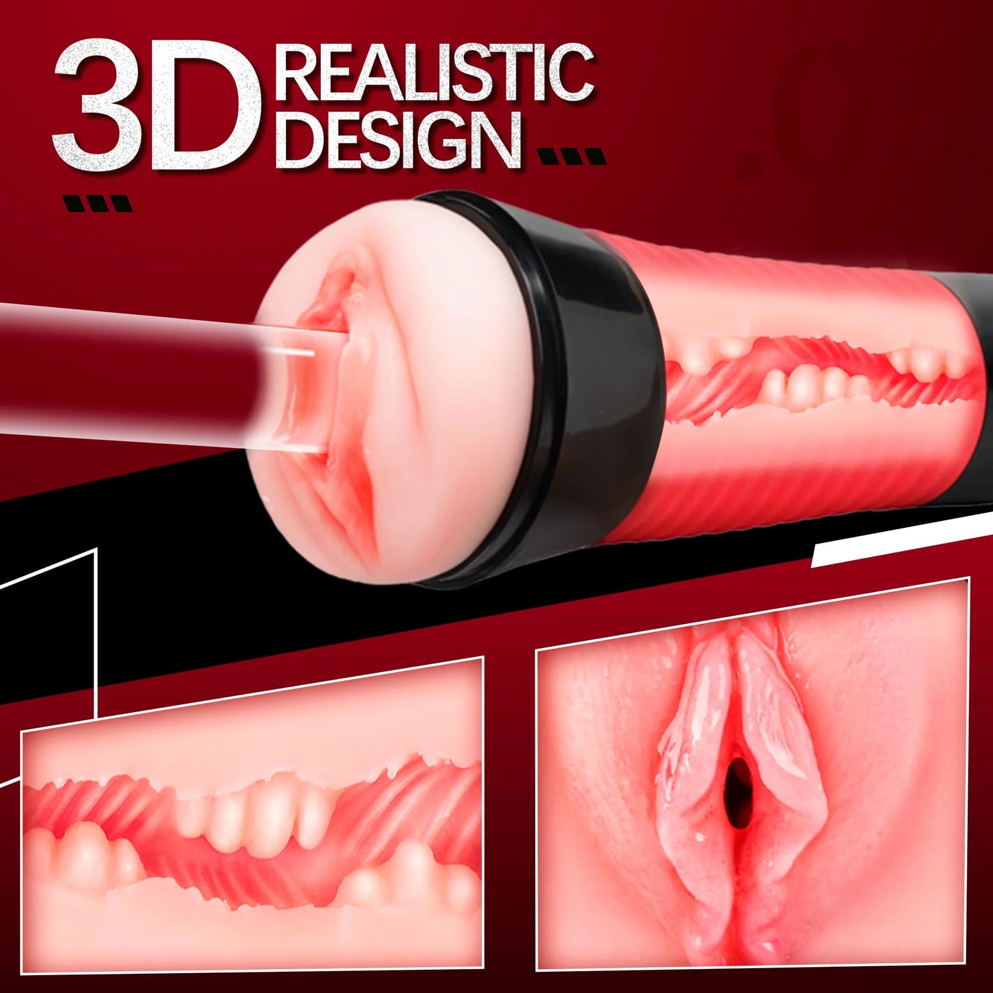 3D realistischer Vagina-Kanal, vibrierender männlicher Masturbator