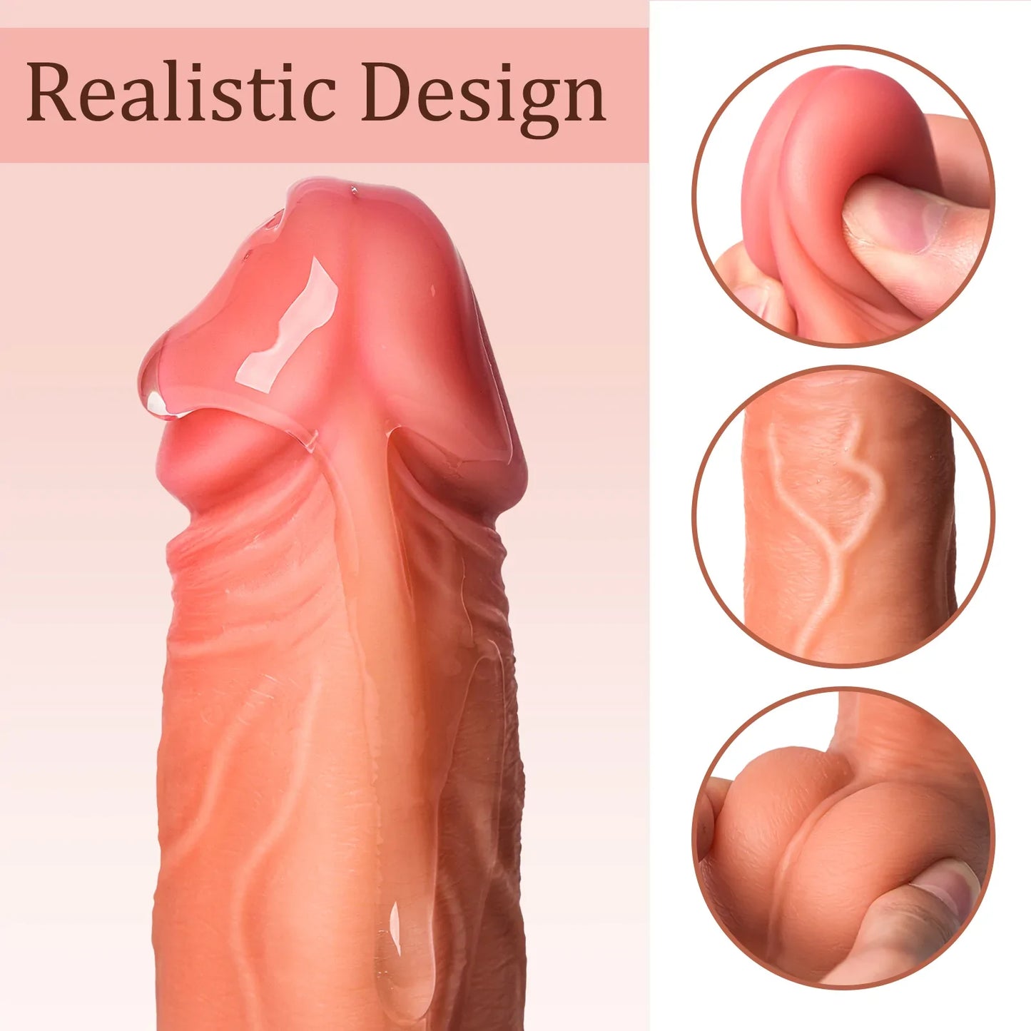 Realistischer Dildo mit 8 Vibrationsmodi und Stoßmodi mit APP