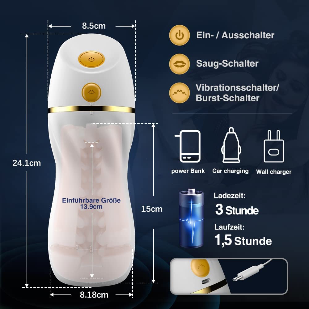 Elektrischer Masturbator Cup 3 Saugmodi 7 Vibrationsmodi Masturbation Penis Stimulator