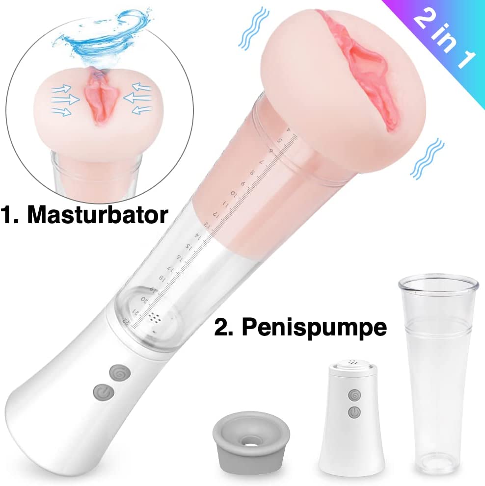 9 Vibrationsmodi & Variabler Pumpdruck Vakuumpumpe Elektrische Penispumpe mit Masturbator