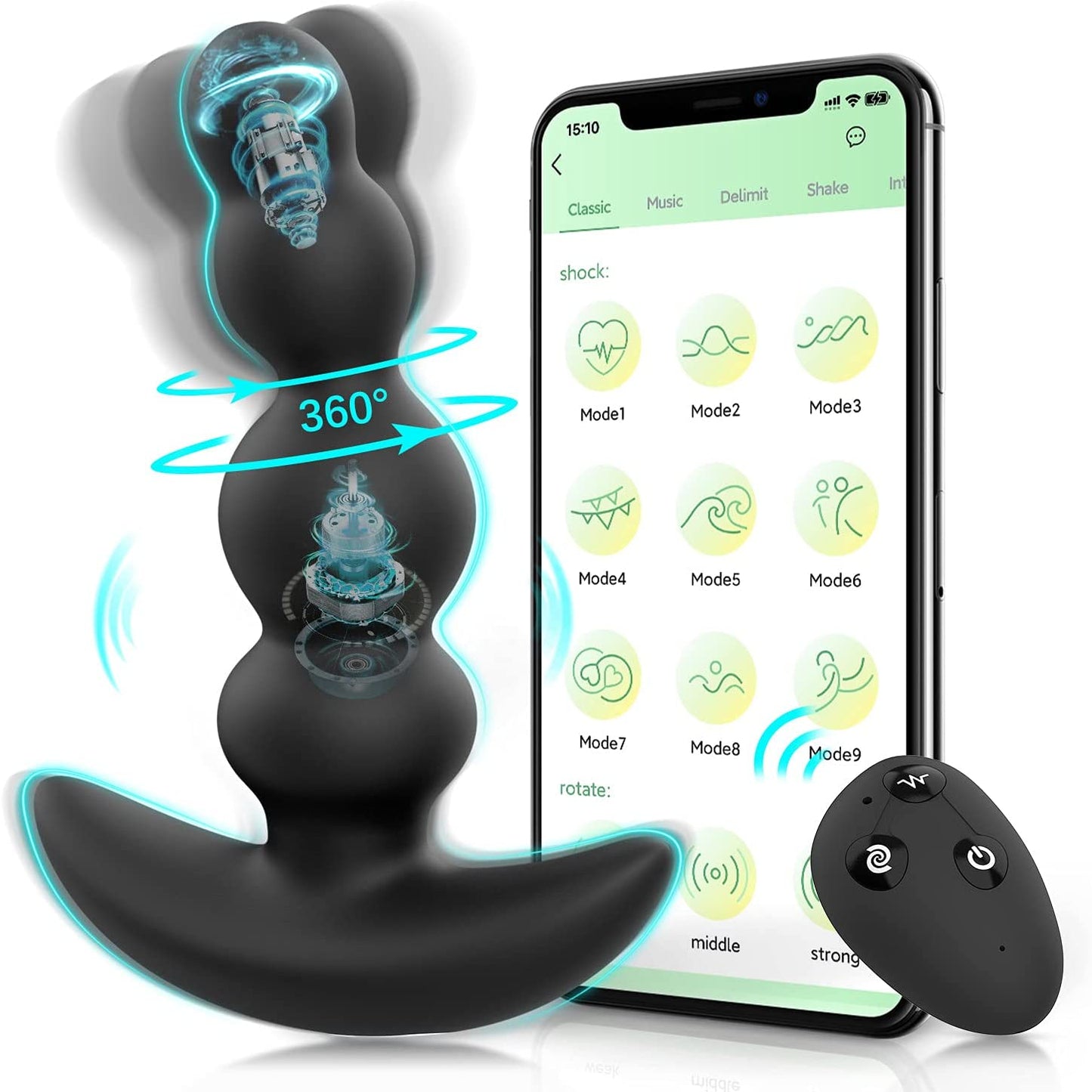 Analvibratoren mit APP Fernbedienung Buttplug mit 9 Vibrationsmodi 360° Rotierender