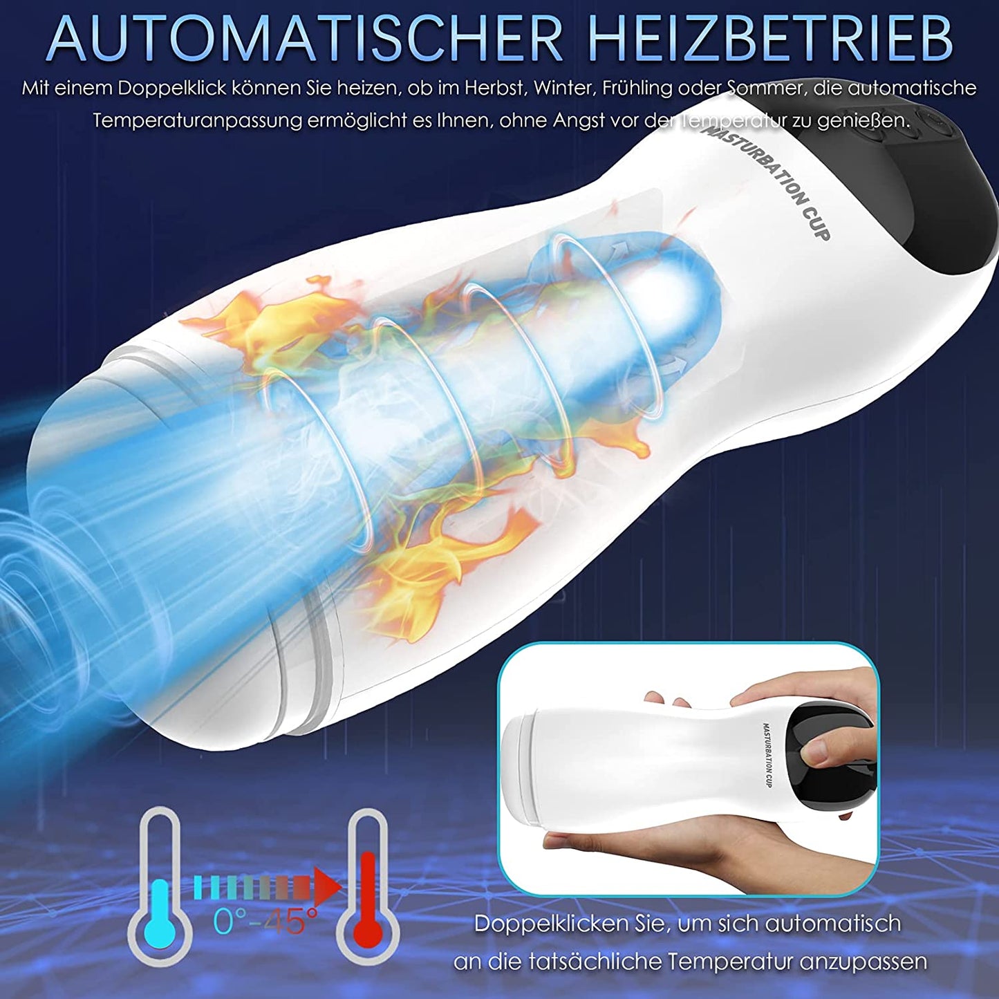 Super Elektrischer Masturbator Cup mit 10 Vibratoren 3 Stufen Saugen