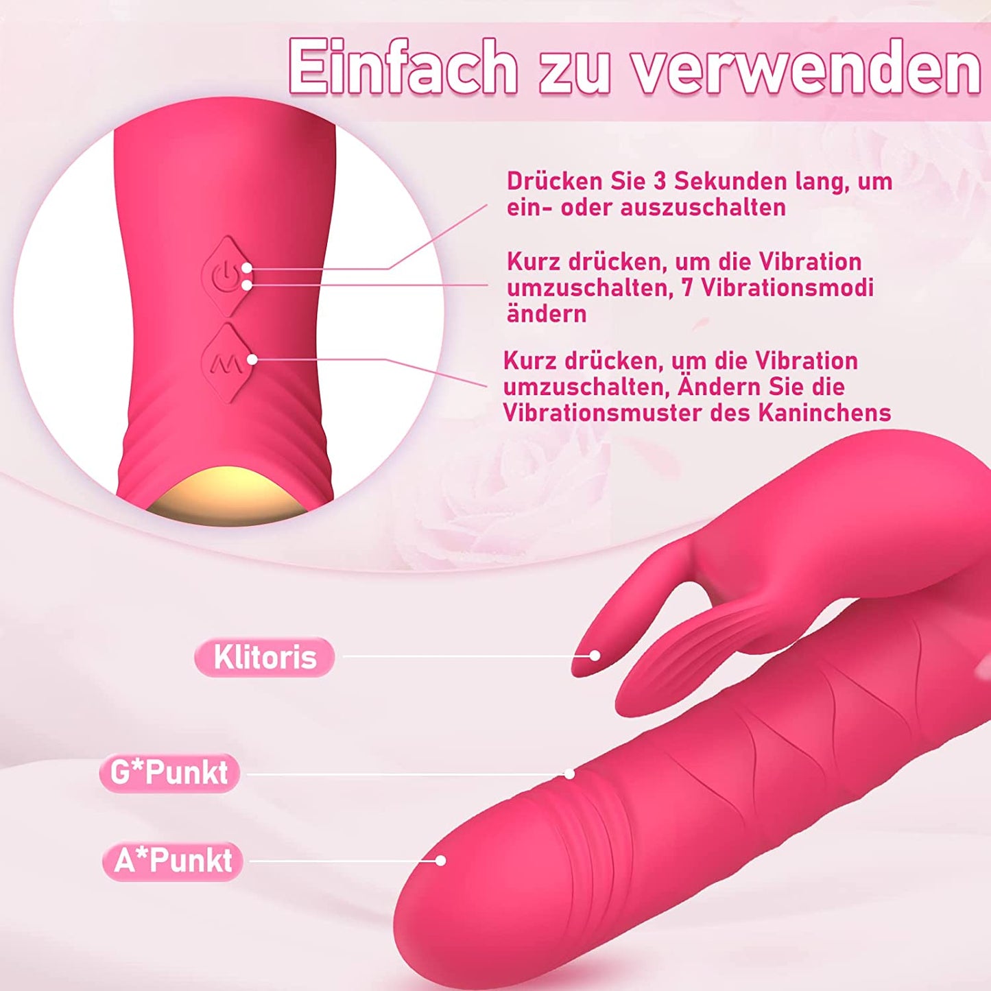 Vibratoren für Sie Klitoris und G-punkt Rabbit Vibrator mit Stoßfunktion Stark 14 Vibrationsmodi