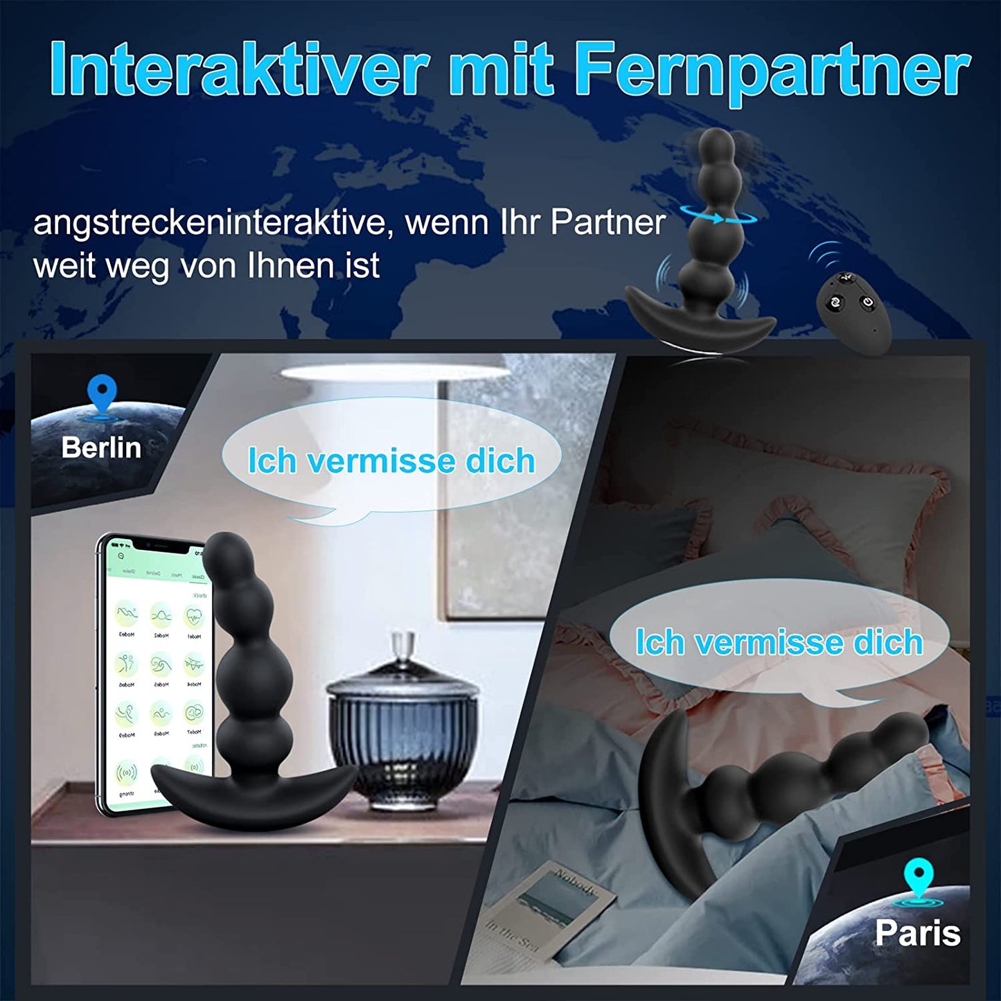 Analvibratoren mit APP Fernbedienung Buttplug mit 9 Vibrationsmodi 360° Rotierender