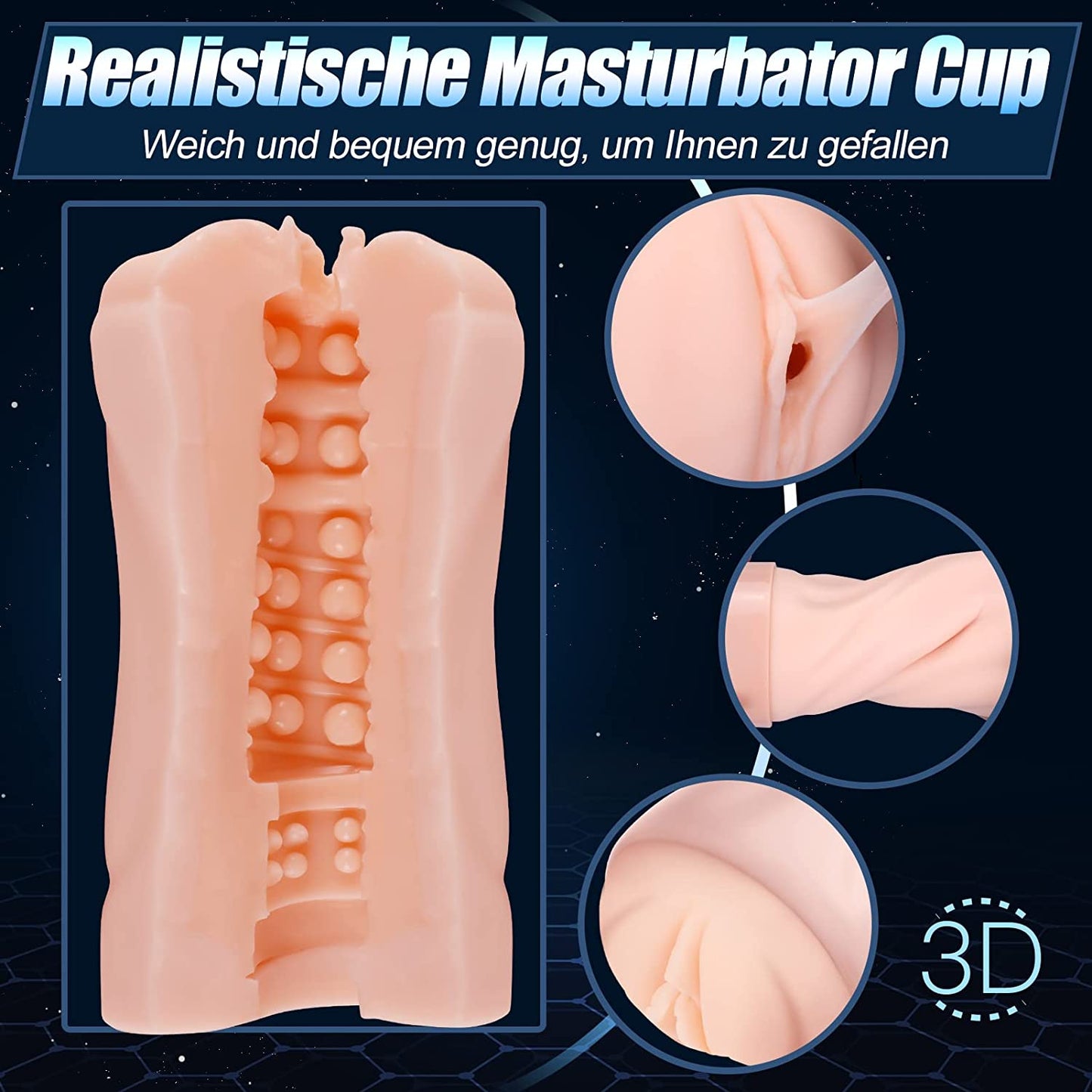 3D Elektrischer Masturbator Cup 2-1 mit 5 Saugmodus 10 Vibrationsmodi