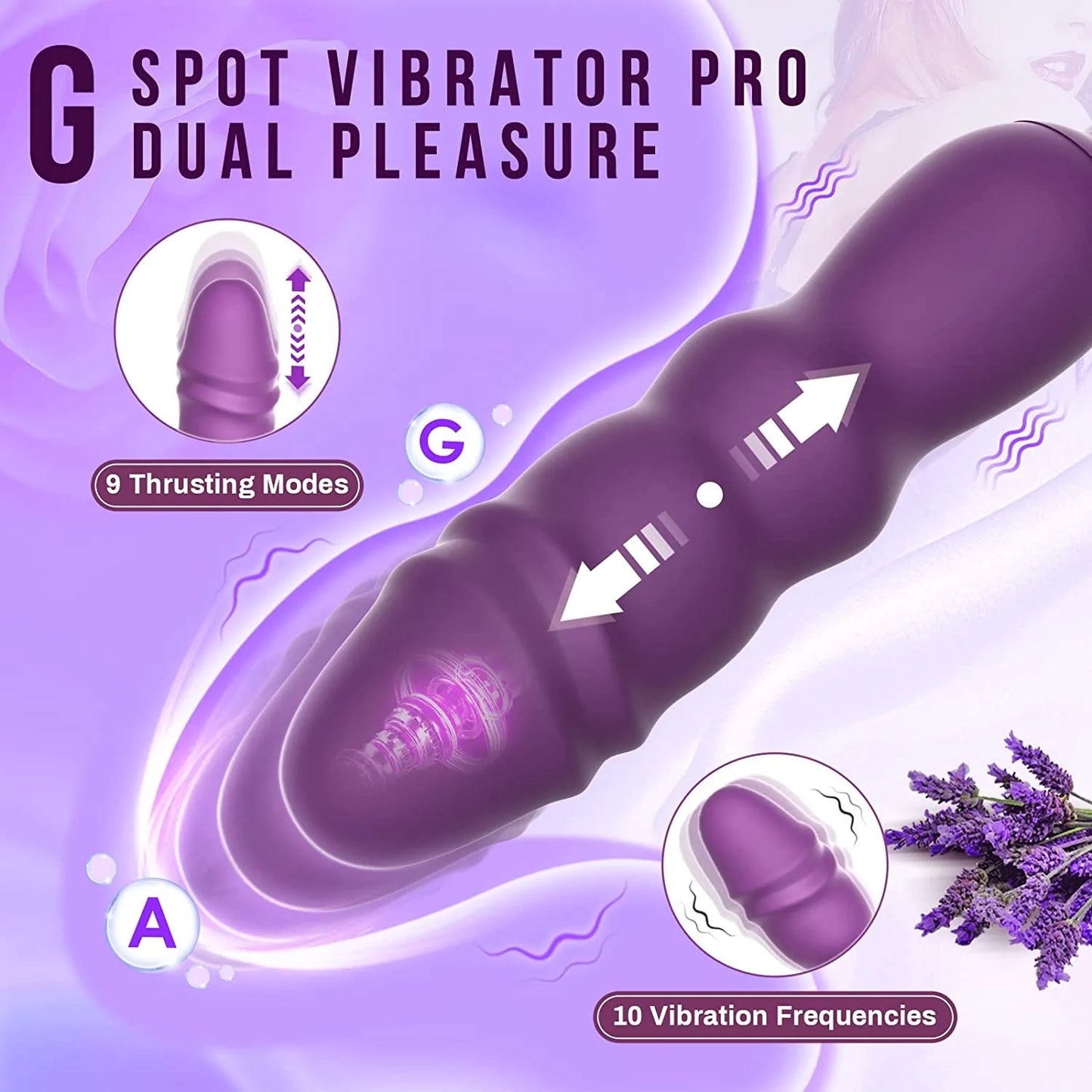 Thrust Thumper Stoßender Silikon-Vibrator mit 10 vibrierenden 9 Stoßmodi