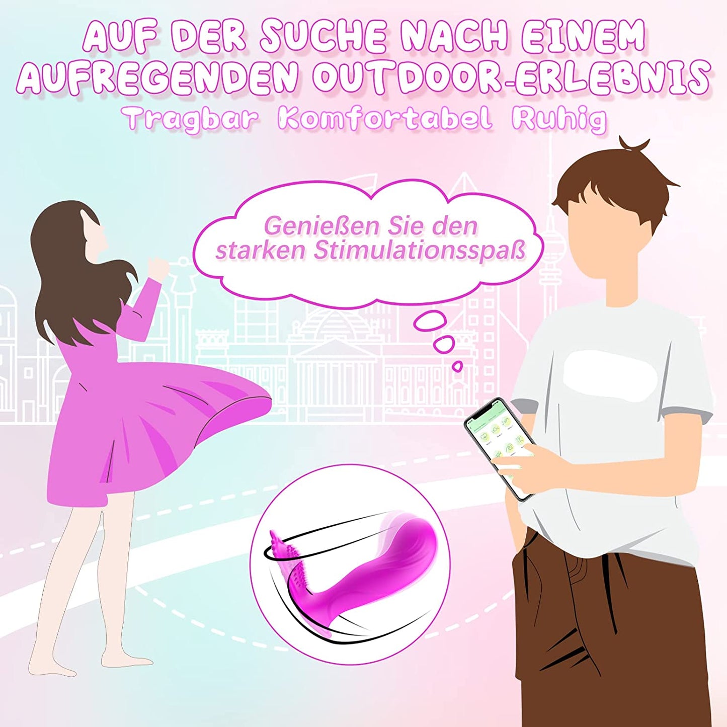 Tragbarer Dildo Vibrator mit APP und Bluetooth Leiser Butterfly Vibratoren für Klitoris und G-Punkt