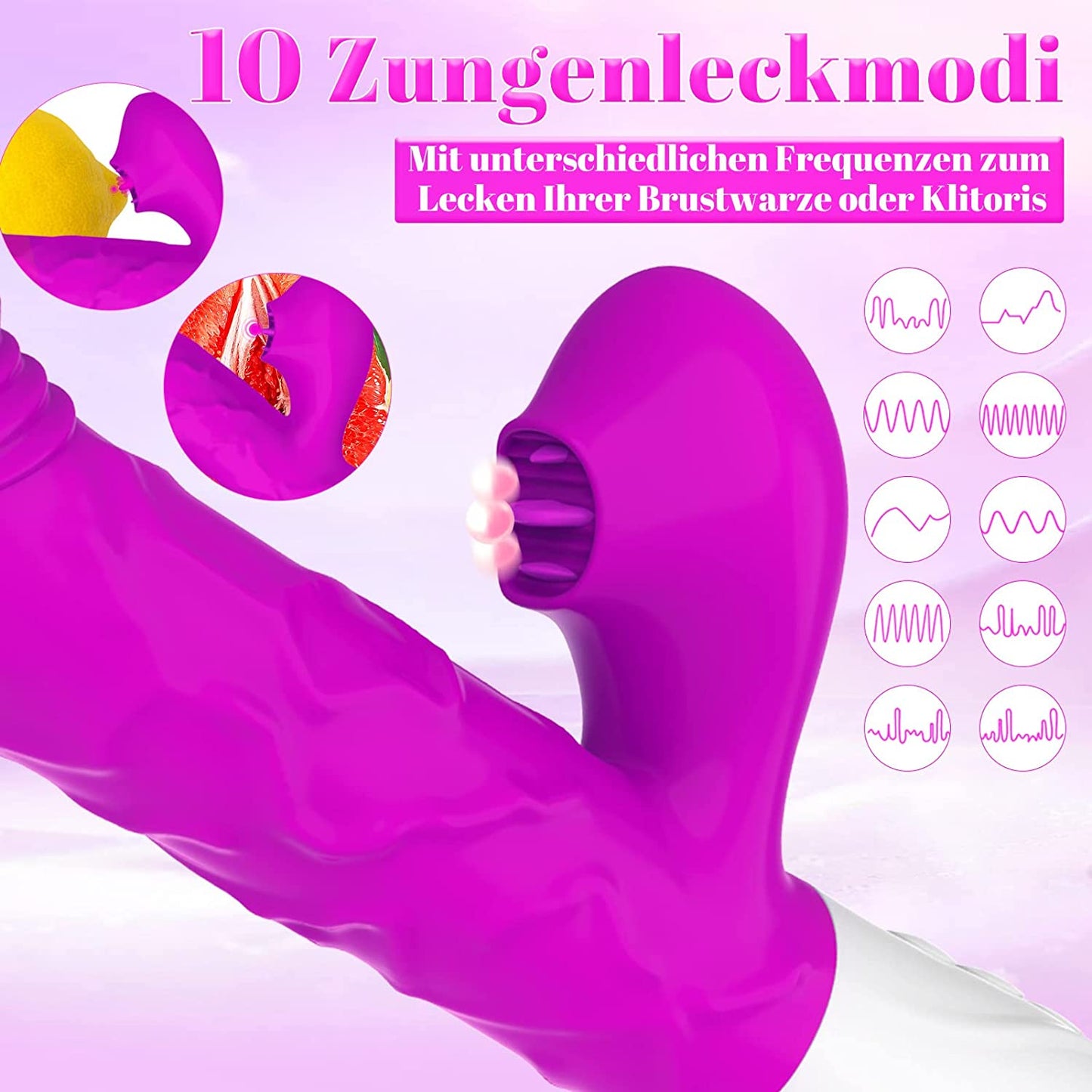 Stimulator Realistische Dildo mit 10 Vibrationsmodi G-Punkt Vibrator mit Stoßfunktion