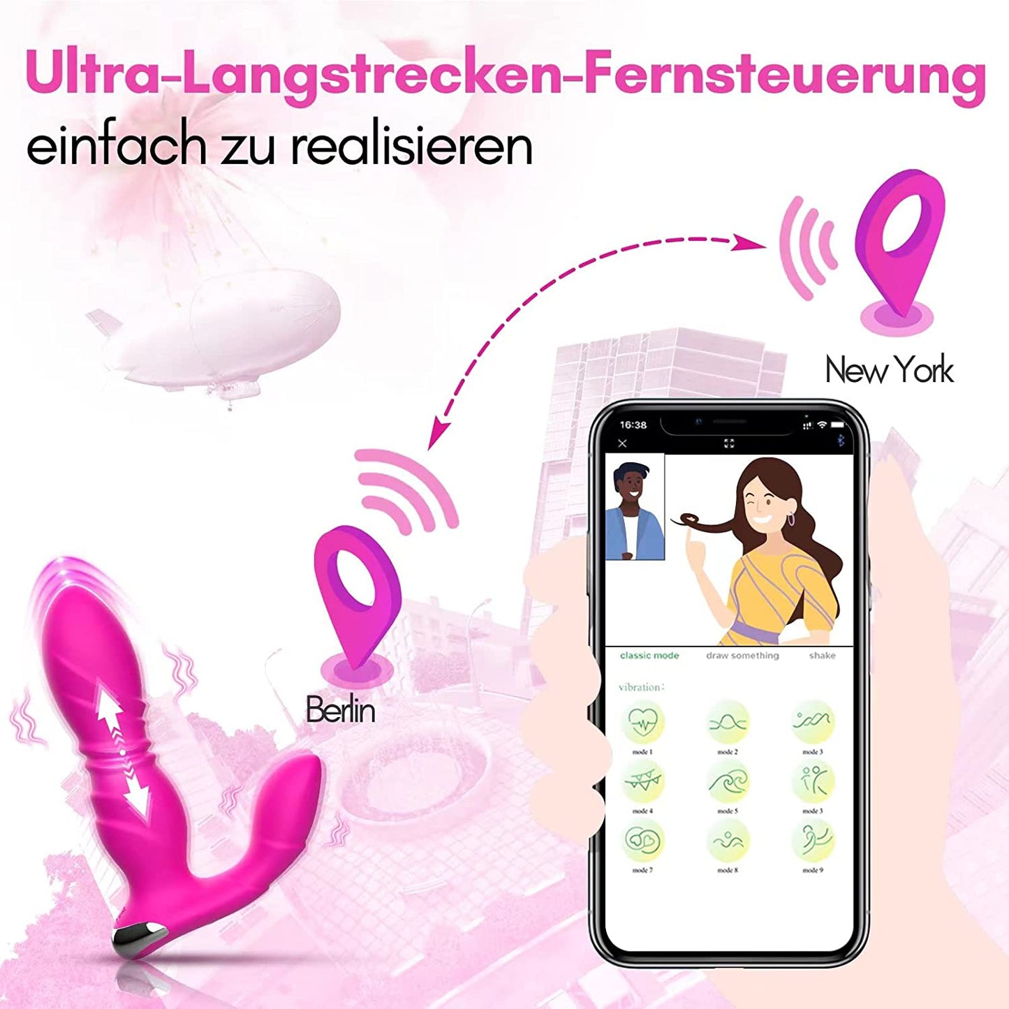 Tragbarer Dildo Vibrator mit APP Stoßfunktion