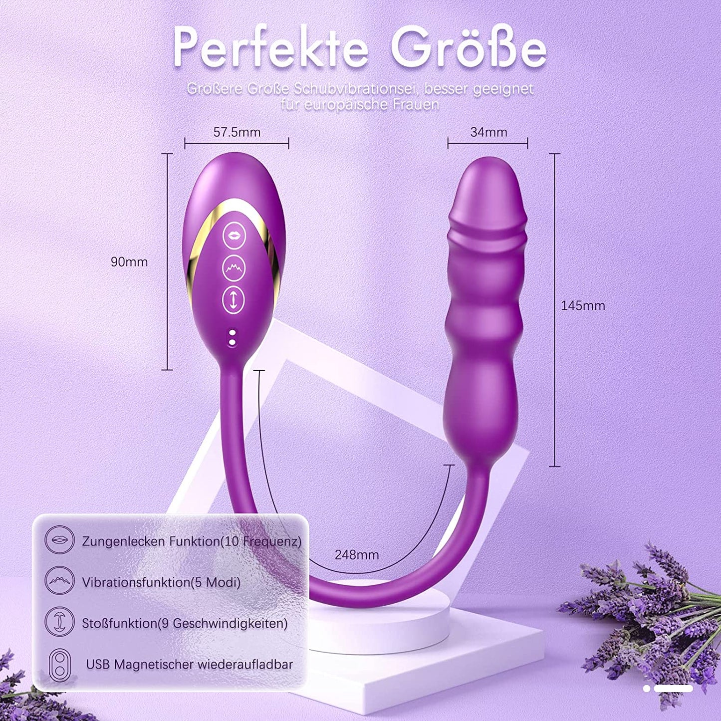 9 Stoßfunktion & 5 Vibrations Vibratoren für Sie Klitoris und G-punkt Bullet Dildo Anal Vibrator