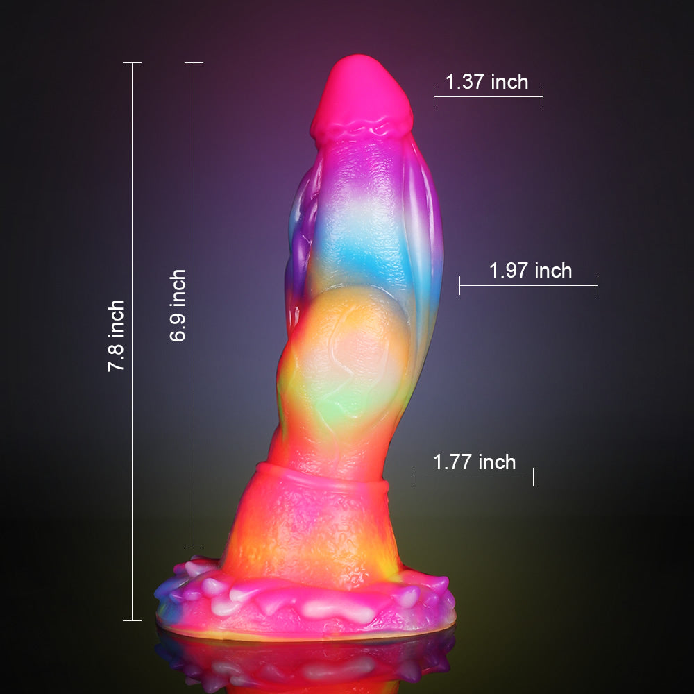 19,81 cm leuchtender, im Dunkeln leuchtender Drache-Dildo aus flüssigem Platin-Silikon