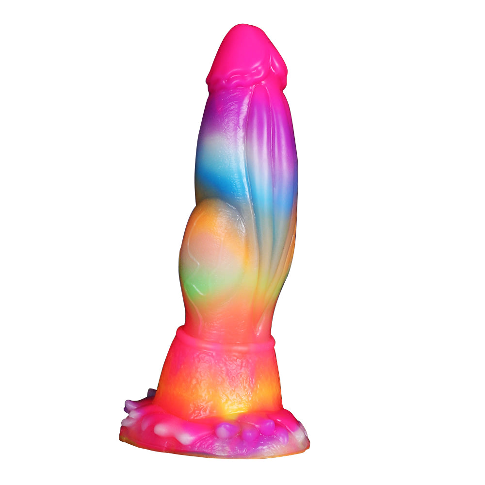 19,81 cm leuchtender, im Dunkeln leuchtender Drache-Dildo aus flüssigem Platin-Silikon